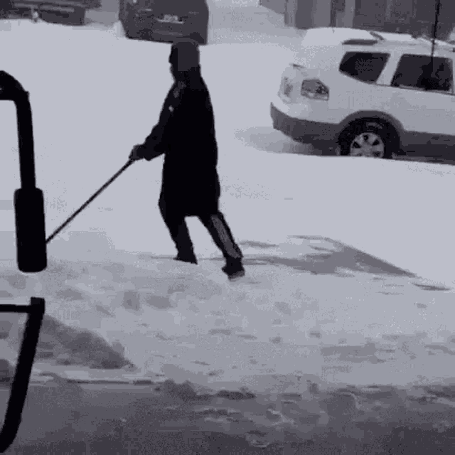 Snow shoveling ice
